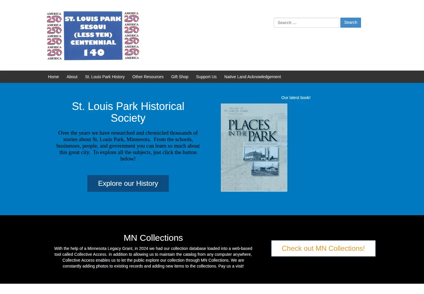 Captured homepage of slphistory.org in the current scan