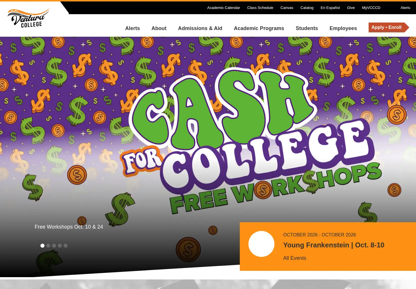 Screenshot of venturacollege.edu