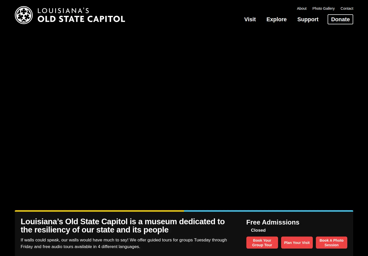 Captured homepage of louisianaoldstatecapitol.org in the current scan