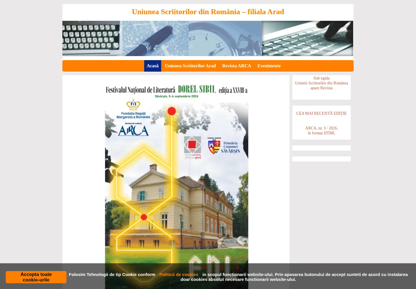 Screenshot of uniuneascriitorilorarad.ro
