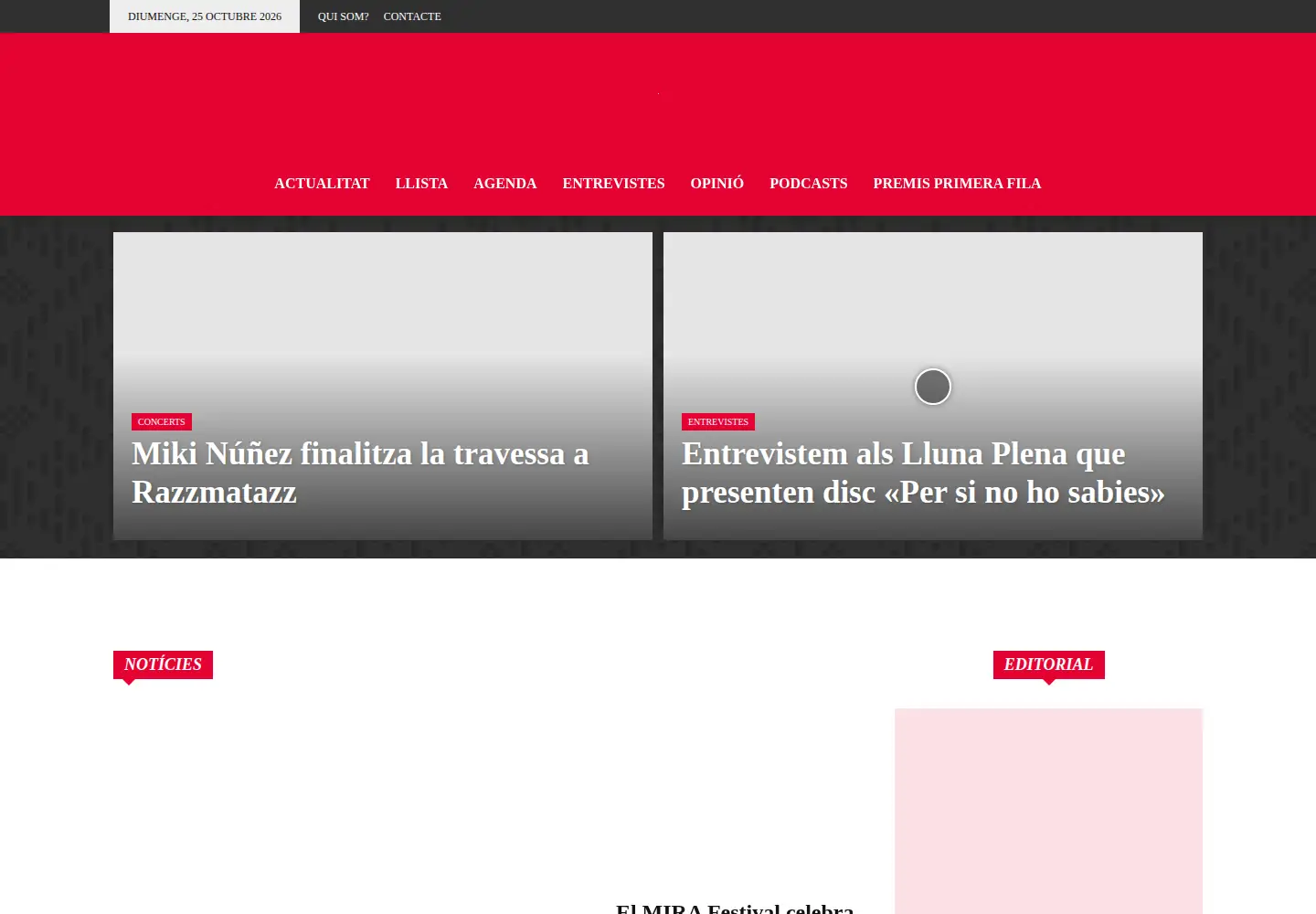 Screenshot of primerafila.cat