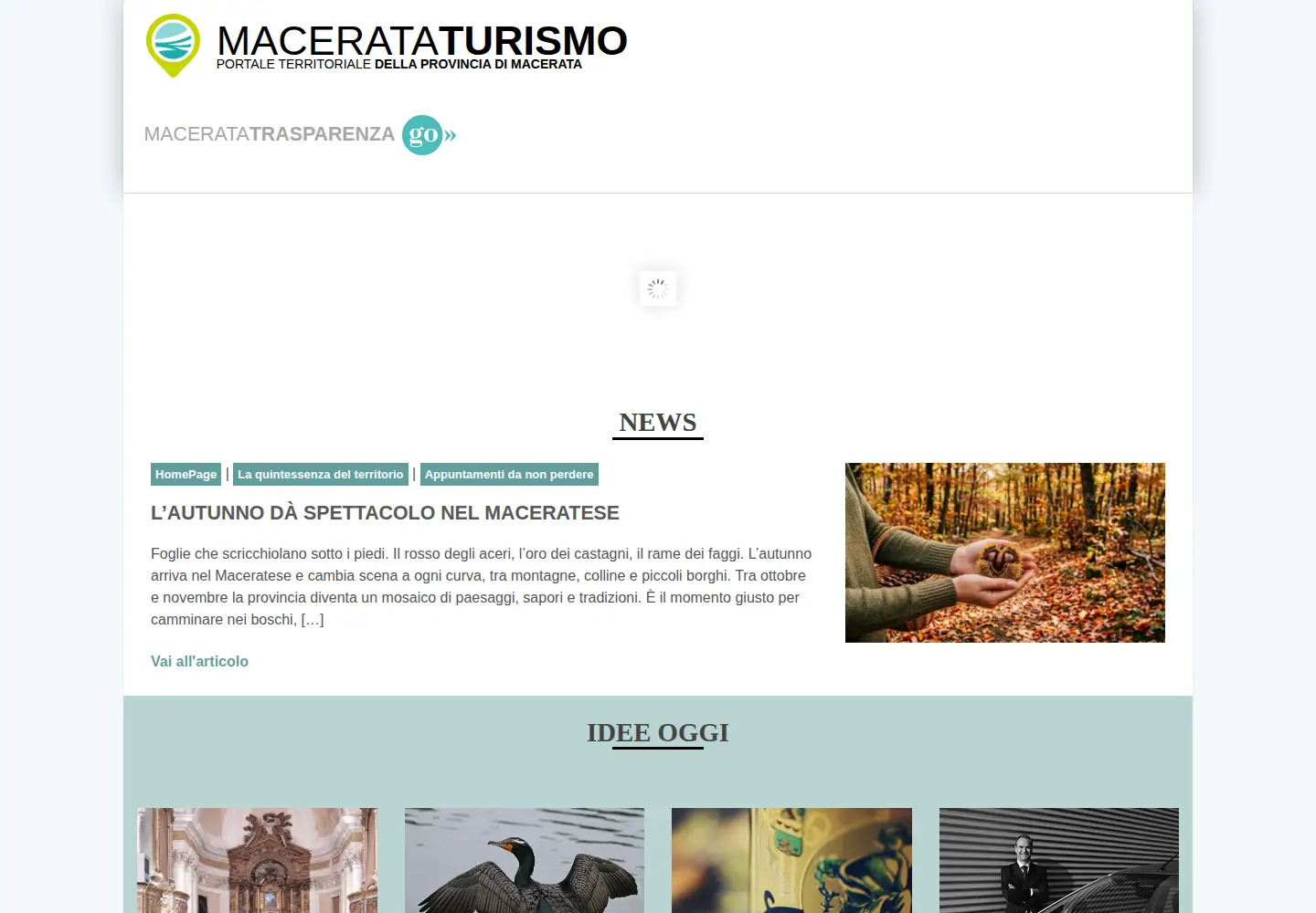 Captured homepage of macerataturismo.it in the current scan