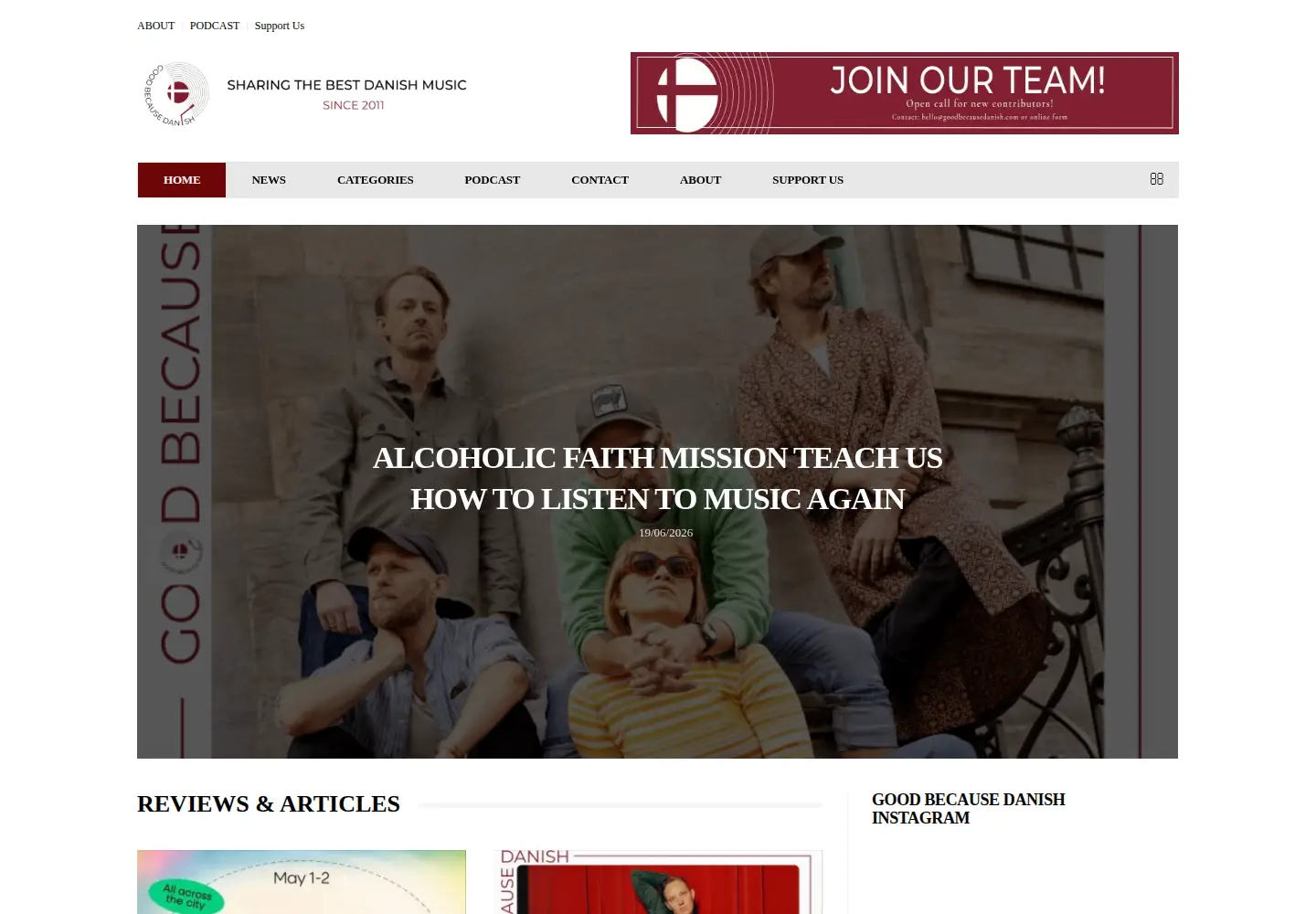 Captured homepage of goodbecausedanish.com in the current scan