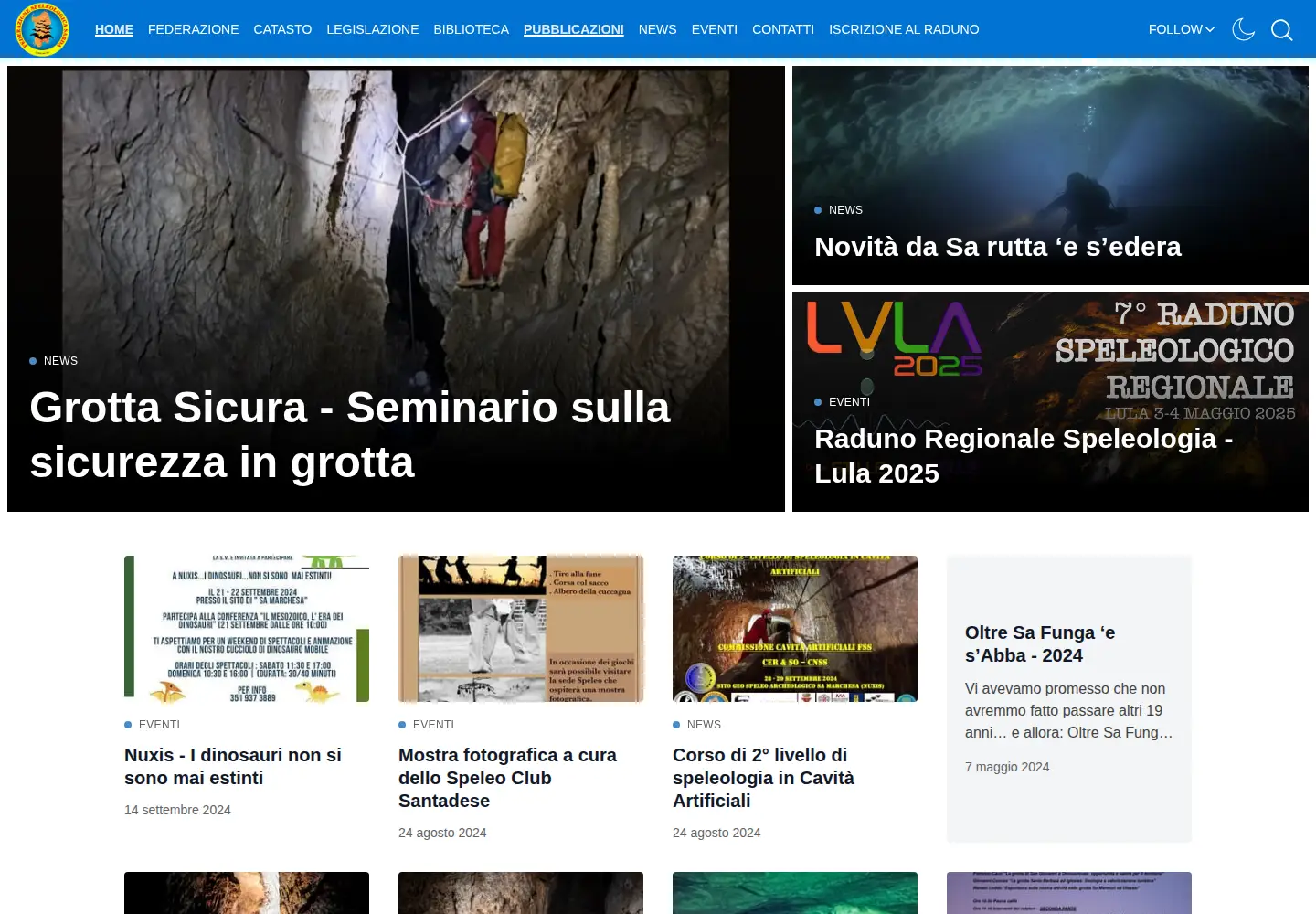 Captured homepage of federazionespeleologicasarda.it in the current scan