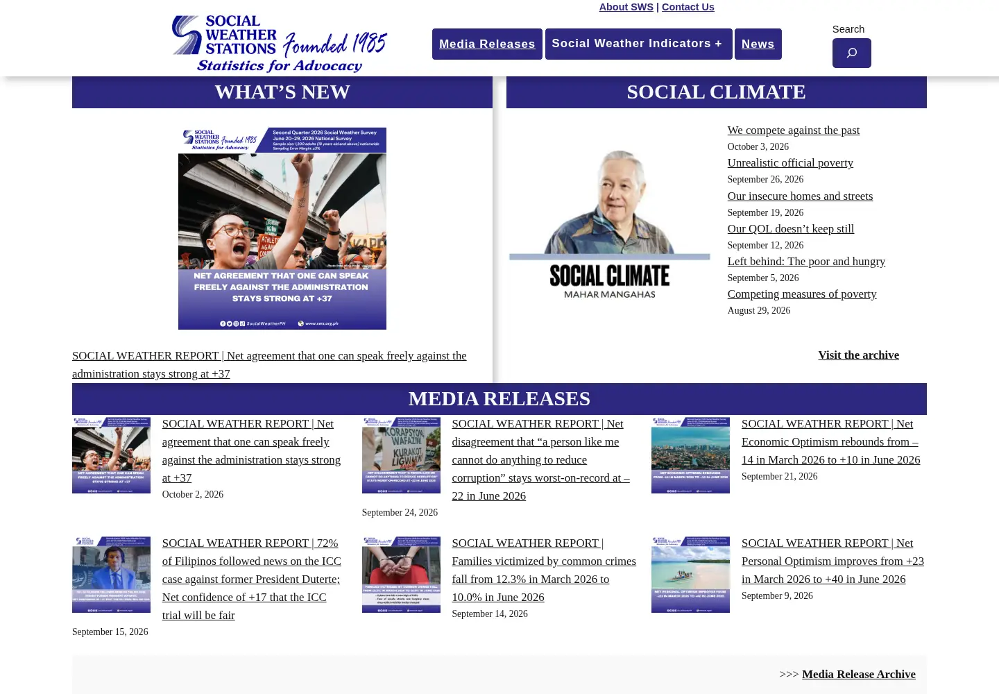 Captured homepage of sws.org.ph in the current scan