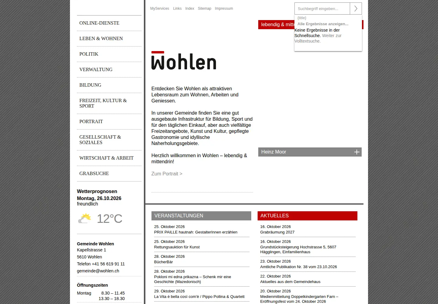 Screenshot of wohlen.ch