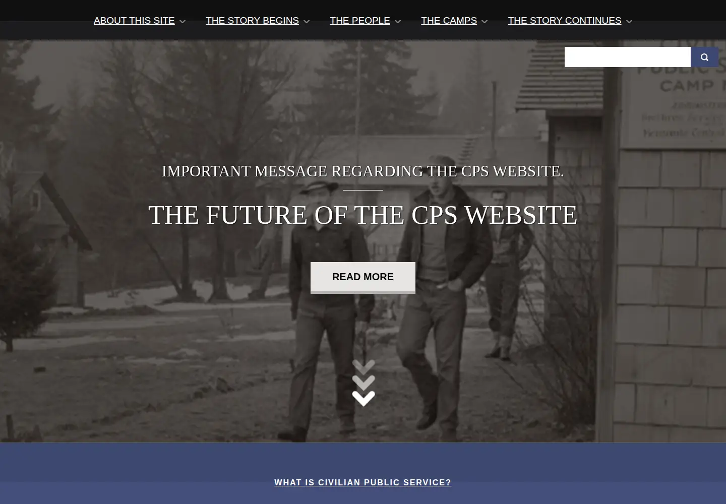 Captured homepage of civilianpublicservice.org in the current scan
