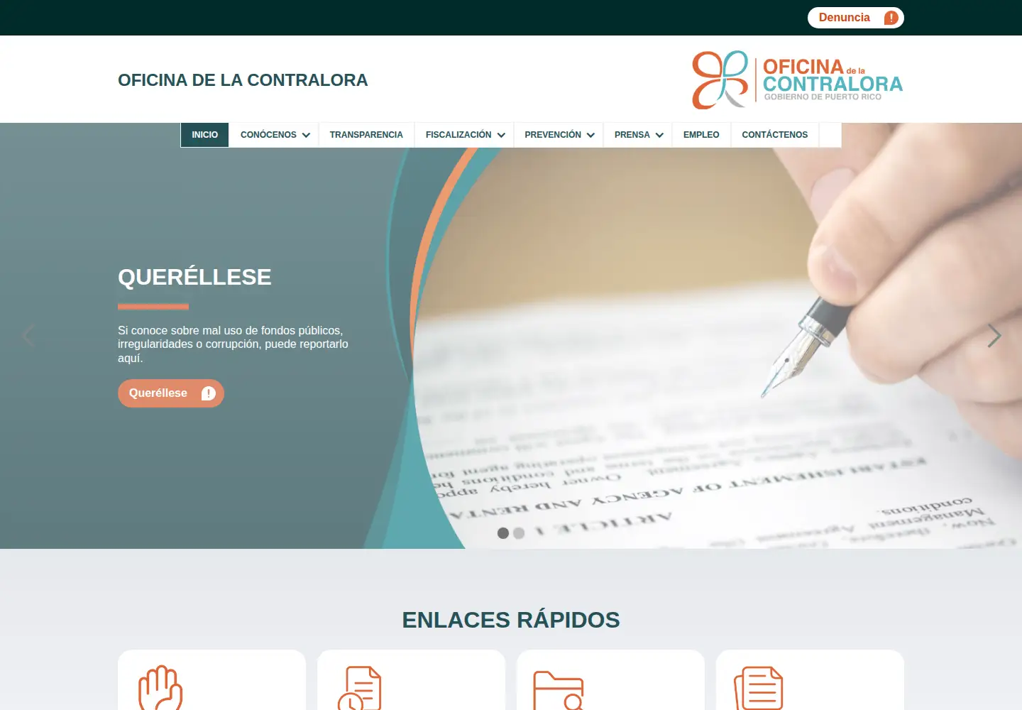 Captured homepage of ocpr.gov.pr in the current scan