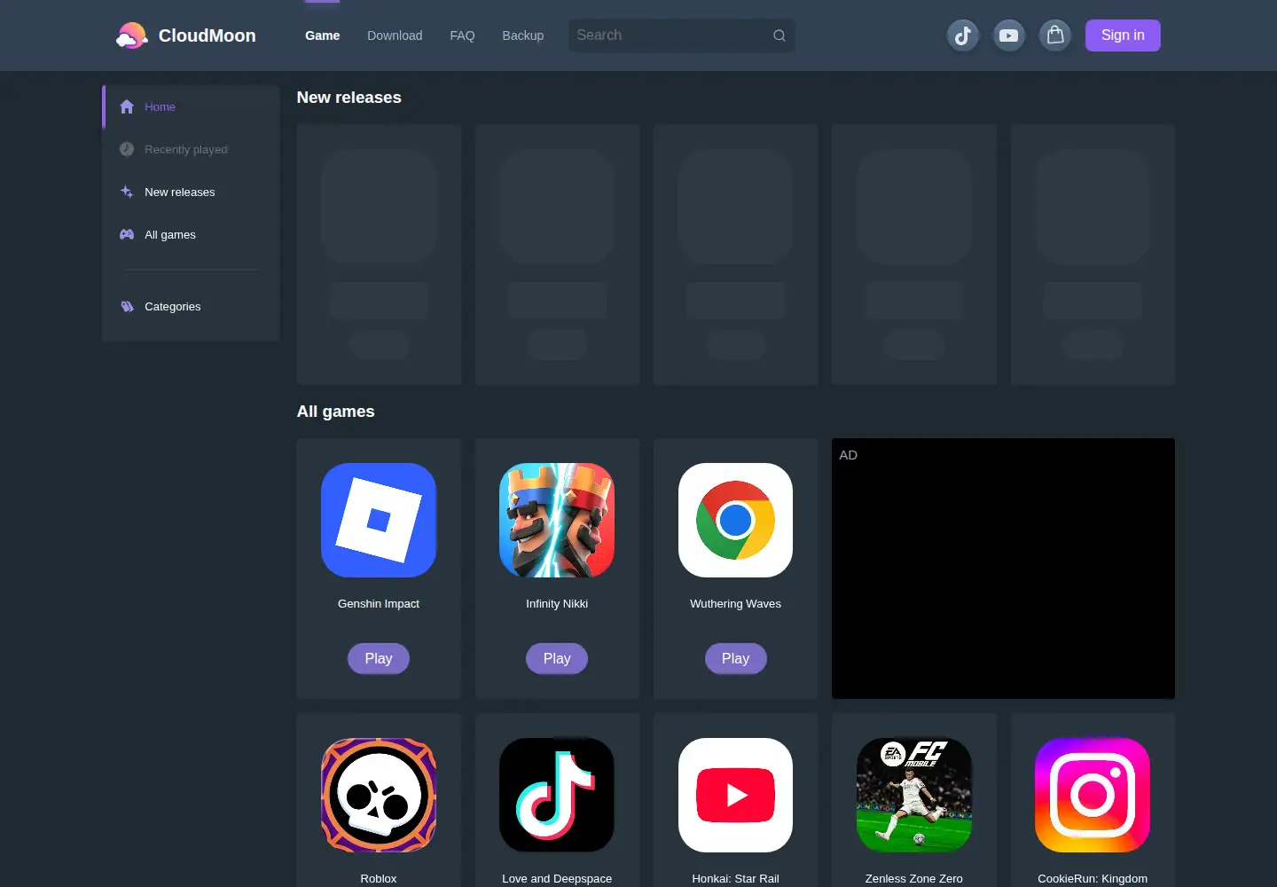 Screenshot of cloudmoonapp.com