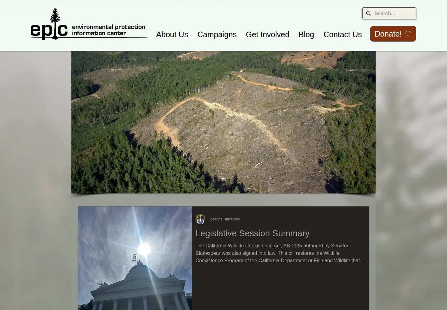 Captured homepage of wildcalifornia.org in the current scan