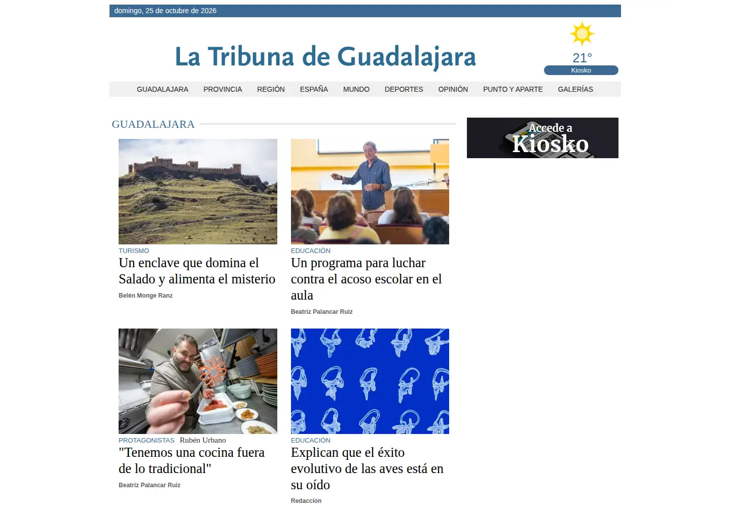 Captured homepage of latribunadeguadalajara.es in the current scan
