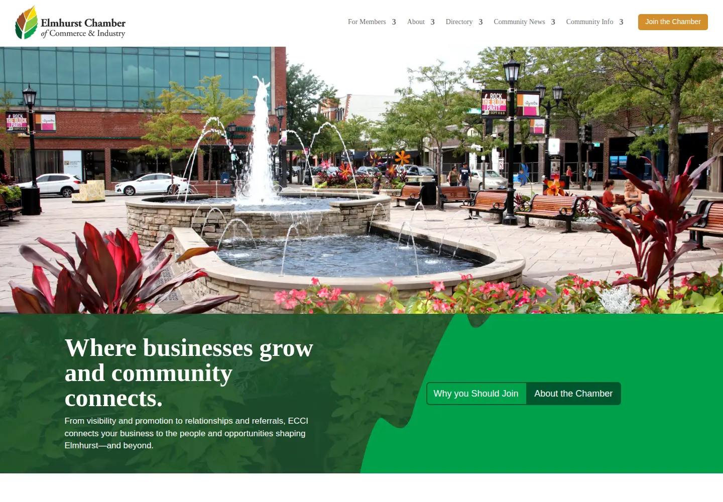 Captured homepage of elmhurstchamber.org in the current scan