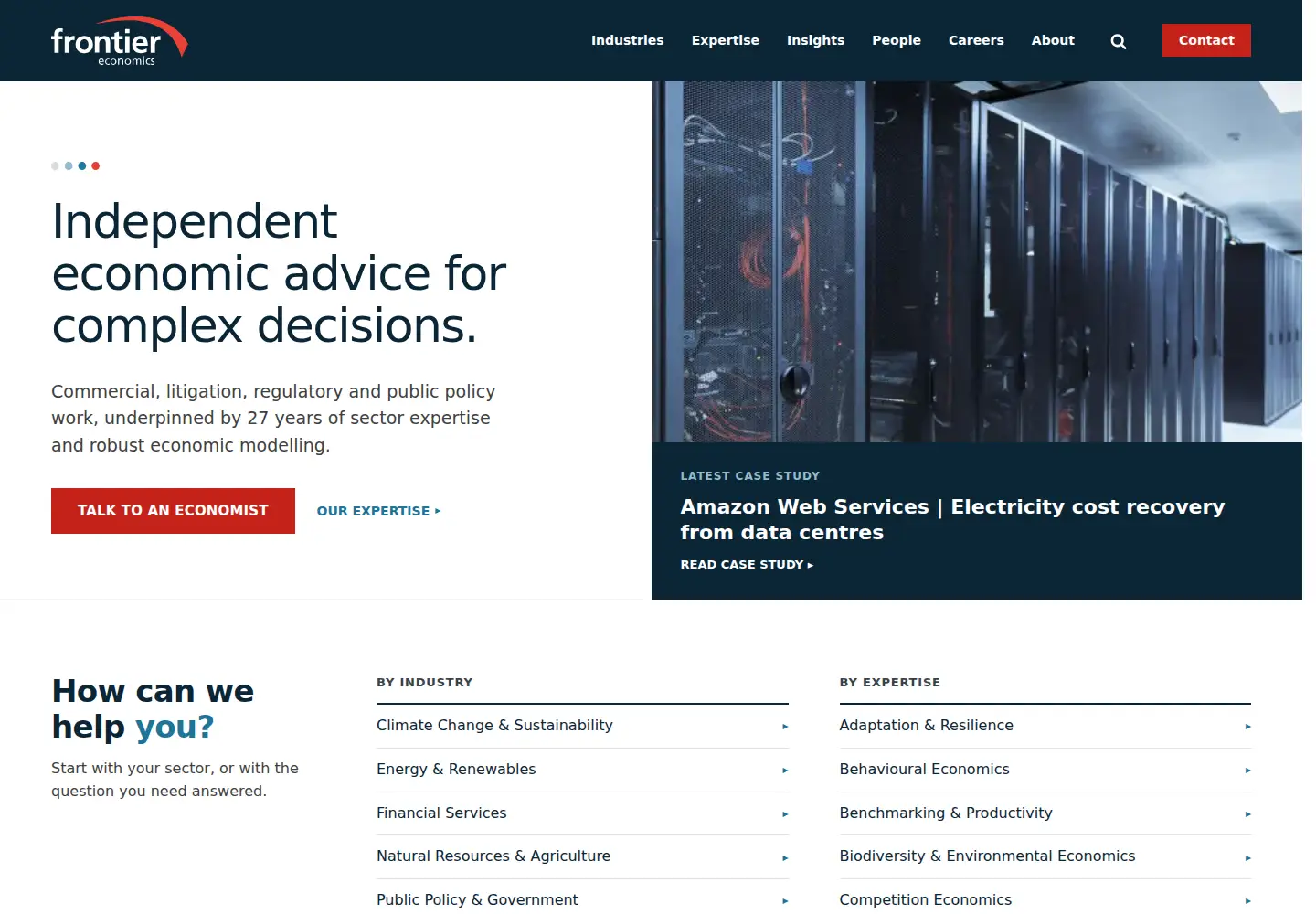Captured homepage of frontier-economics.com.au in the current scan