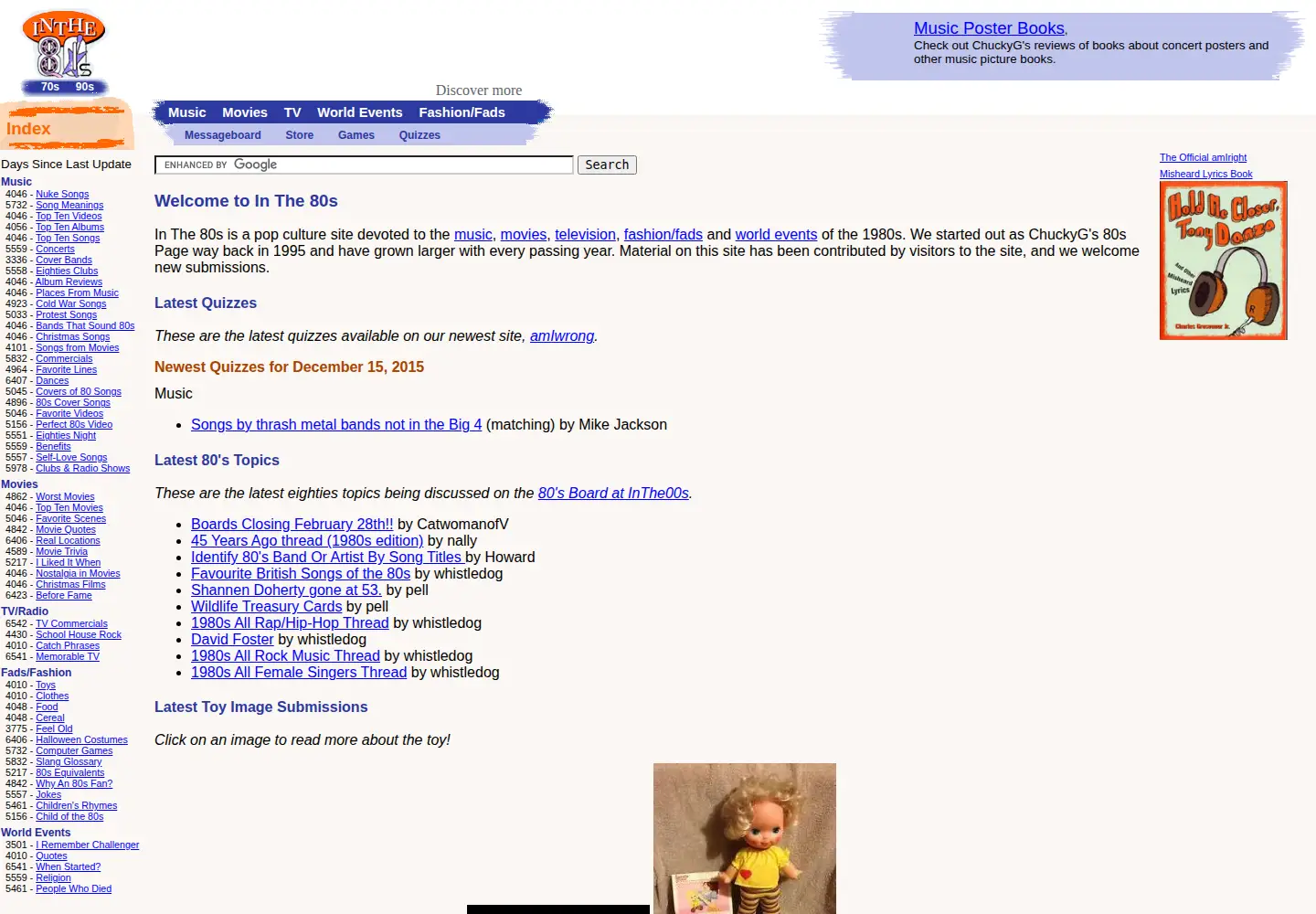Screenshot of inthe80s.com