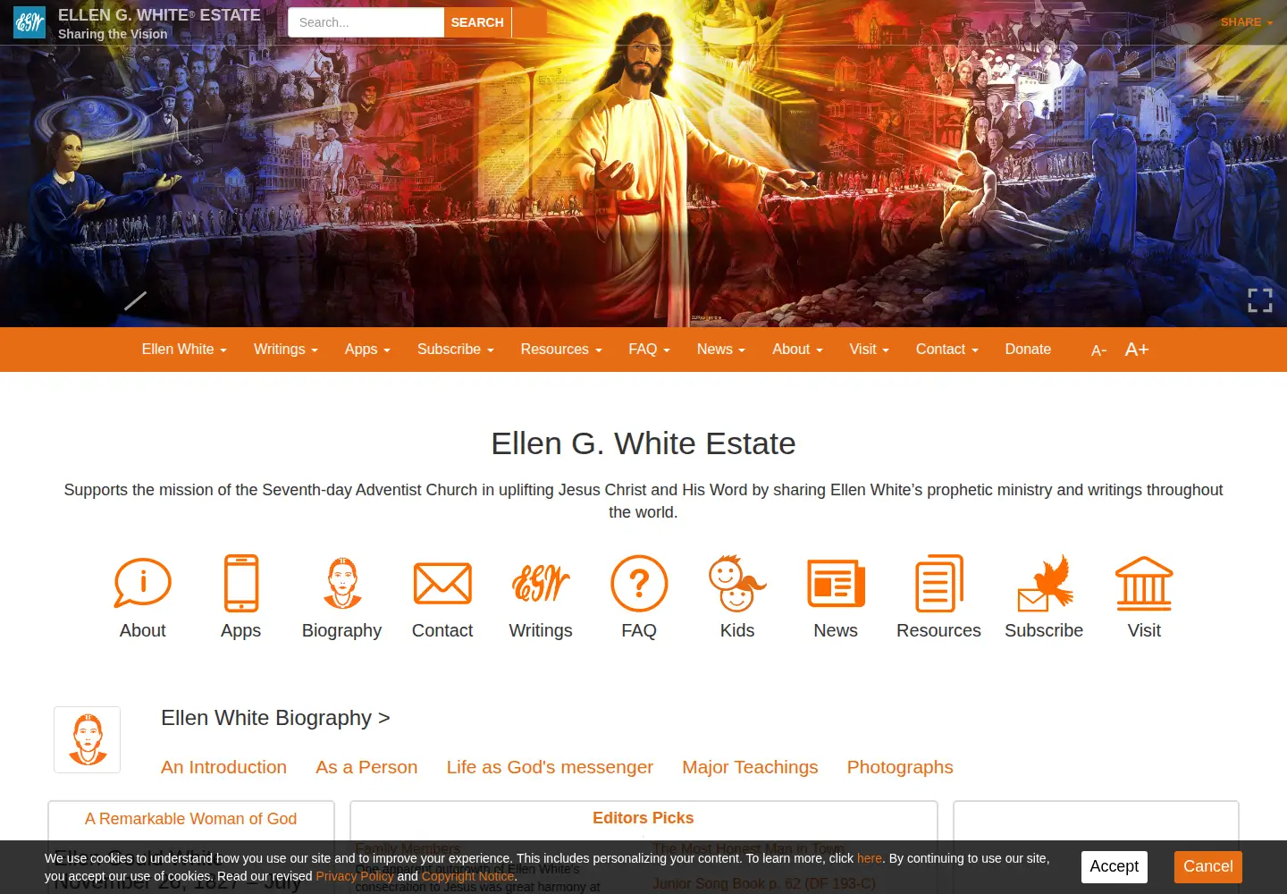 Screenshot of ellenwhite.org