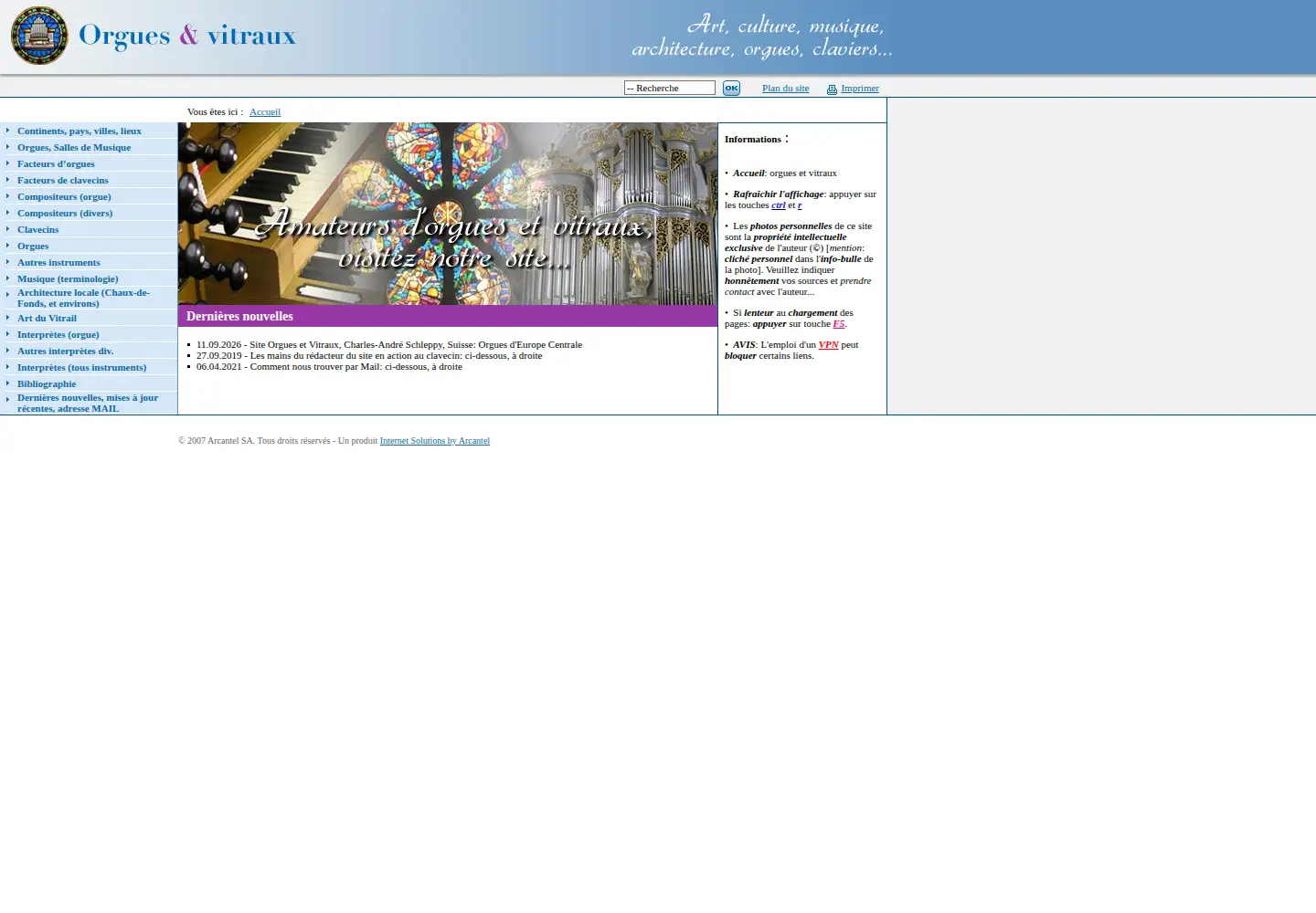Screenshot of orgues-et-vitraux.ch