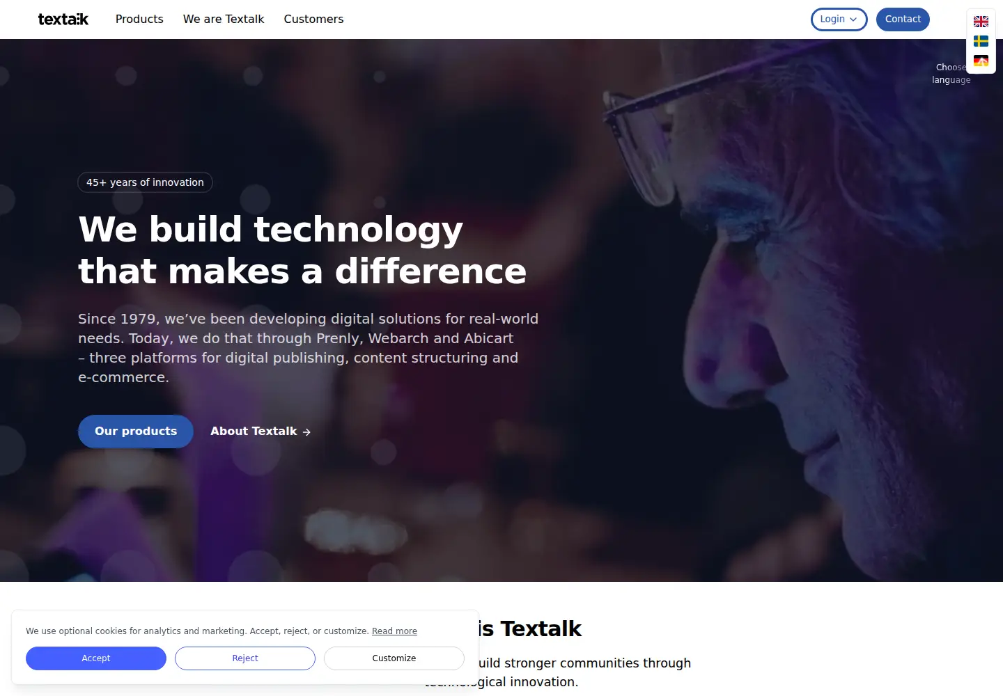 Captured homepage of textalk.com in the current scan