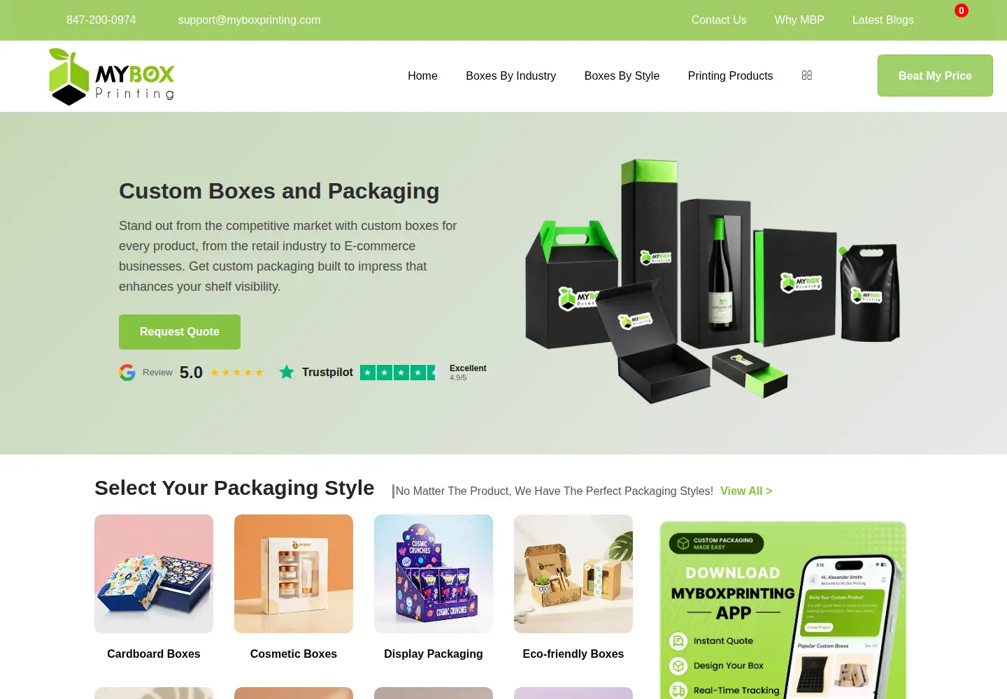 Screenshot of myboxprinting.com