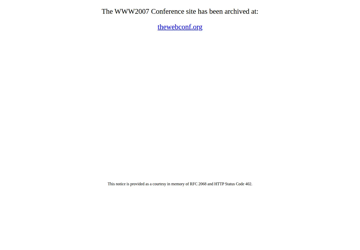 Captured homepage of www2007.org in the current scan