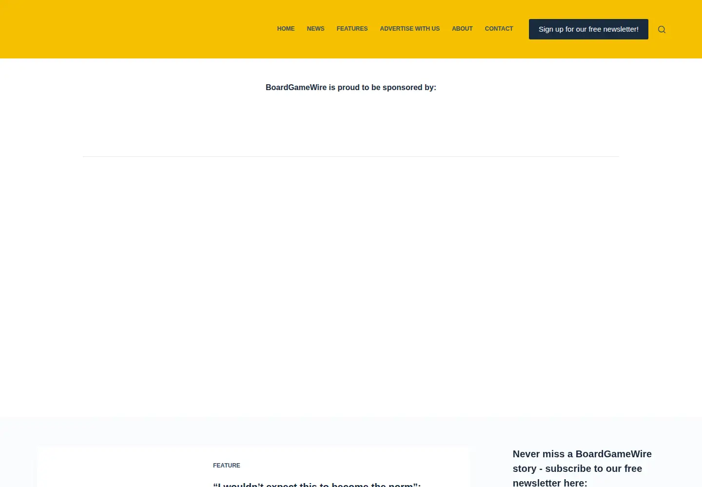 Screenshot of boardgamewire.com