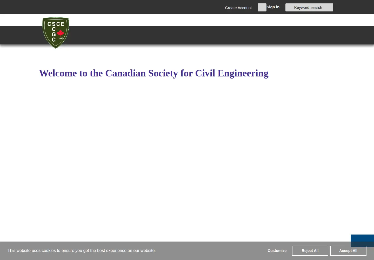 Captured homepage of csce.ca in the current scan