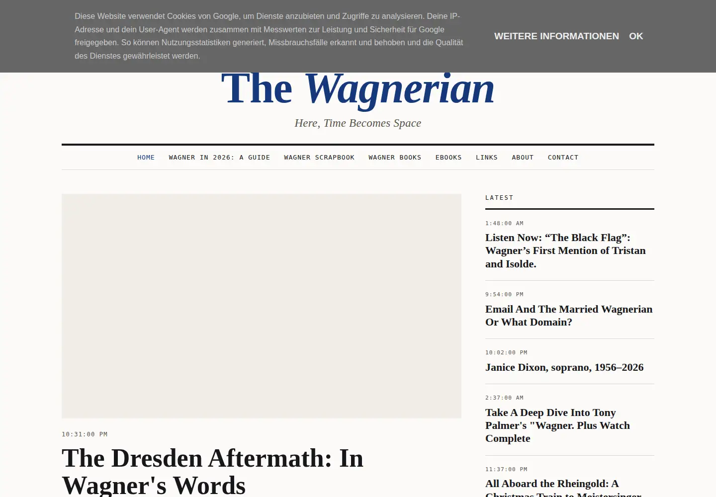 Captured homepage of the-wagnerian.com in the current scan
