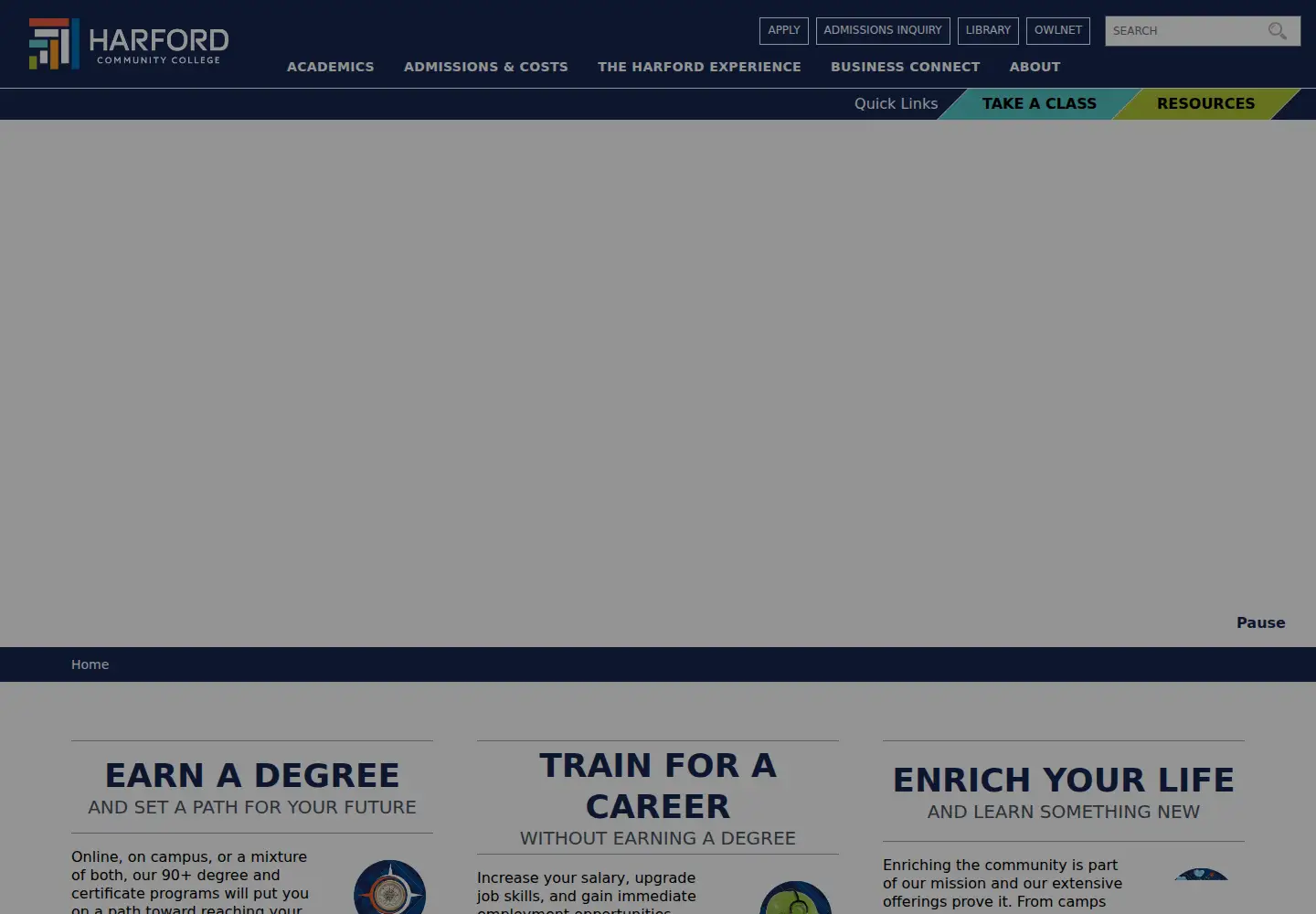 Screenshot of harford.edu