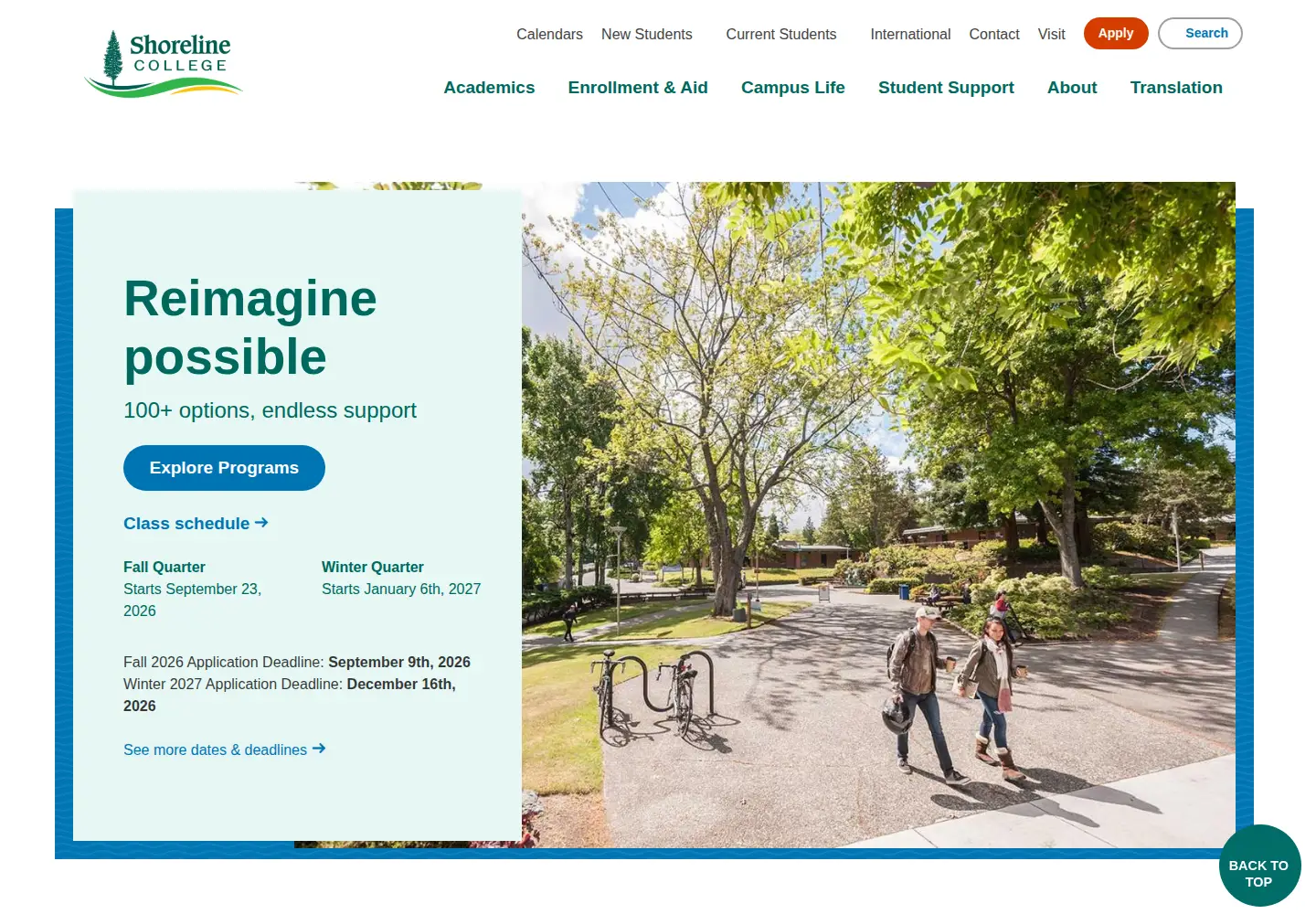 Screenshot of shoreline.edu