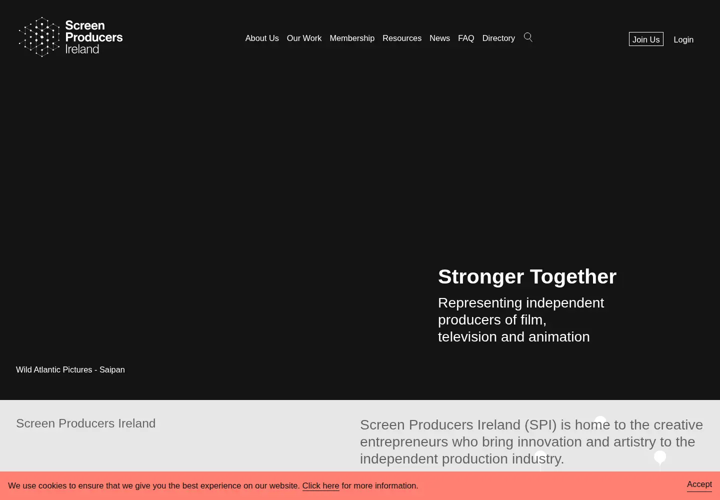 Captured homepage of screenproducersireland.com in the current scan