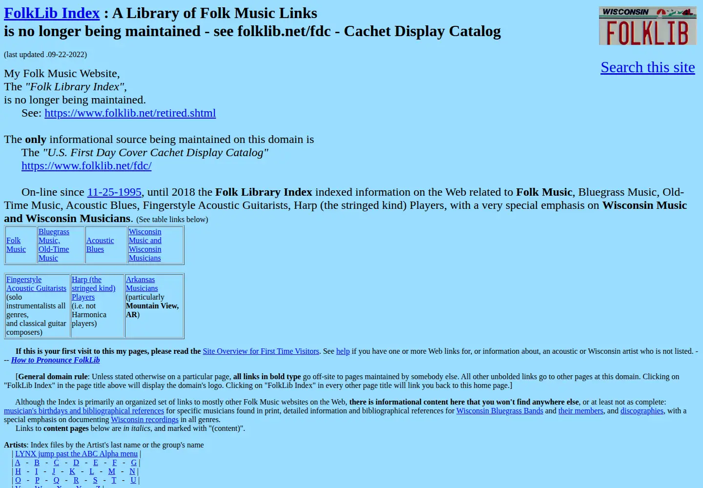 Captured homepage of folklib.net in the current scan