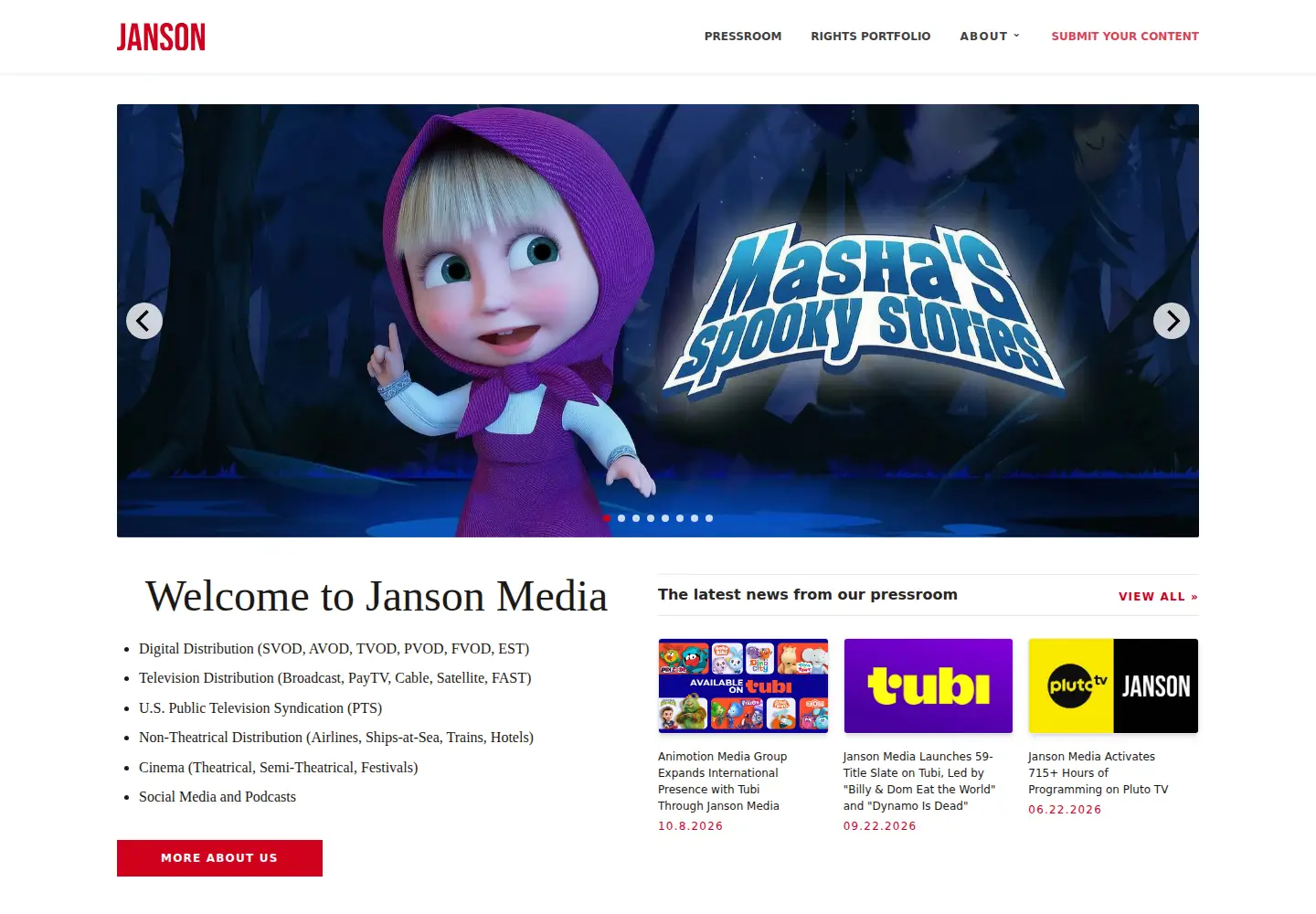 Captured homepage of janson.com in the current scan