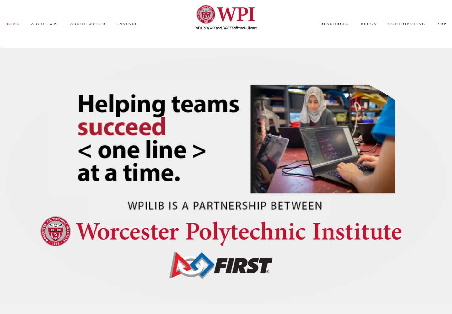 Screenshot of wpilib.org