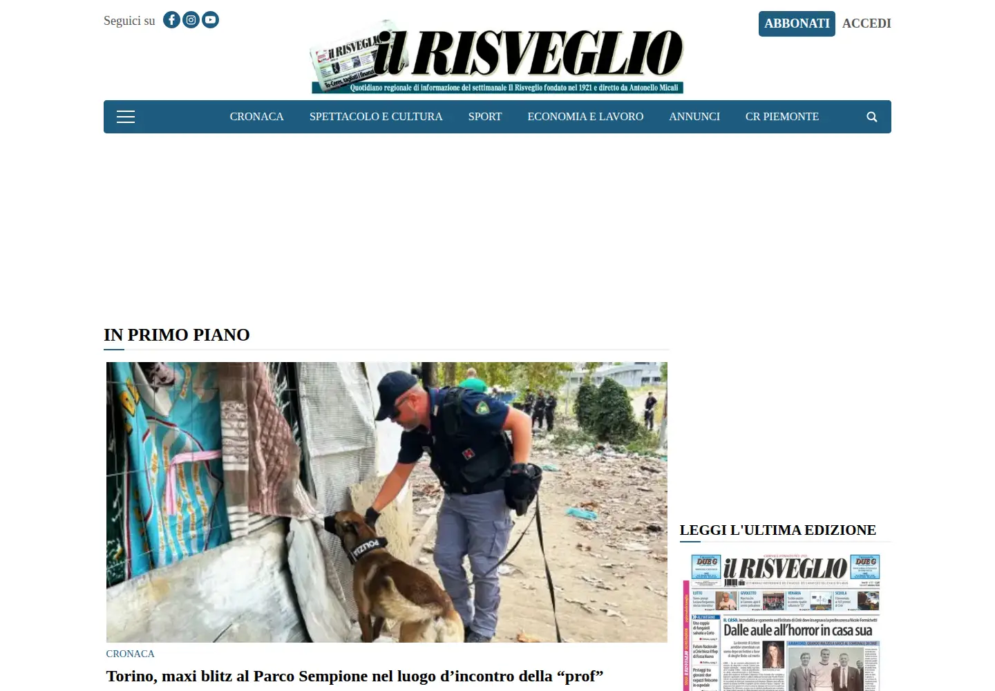 Screenshot of ilrisveglio-online.it