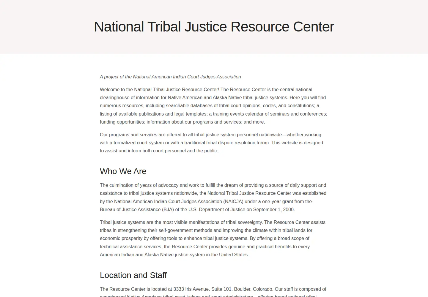 Screenshot of tribalresourcecenter.org