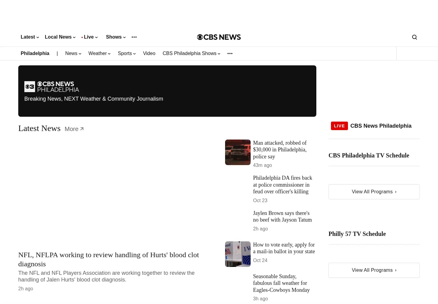 Captured homepage of cbs3.com in the current scan