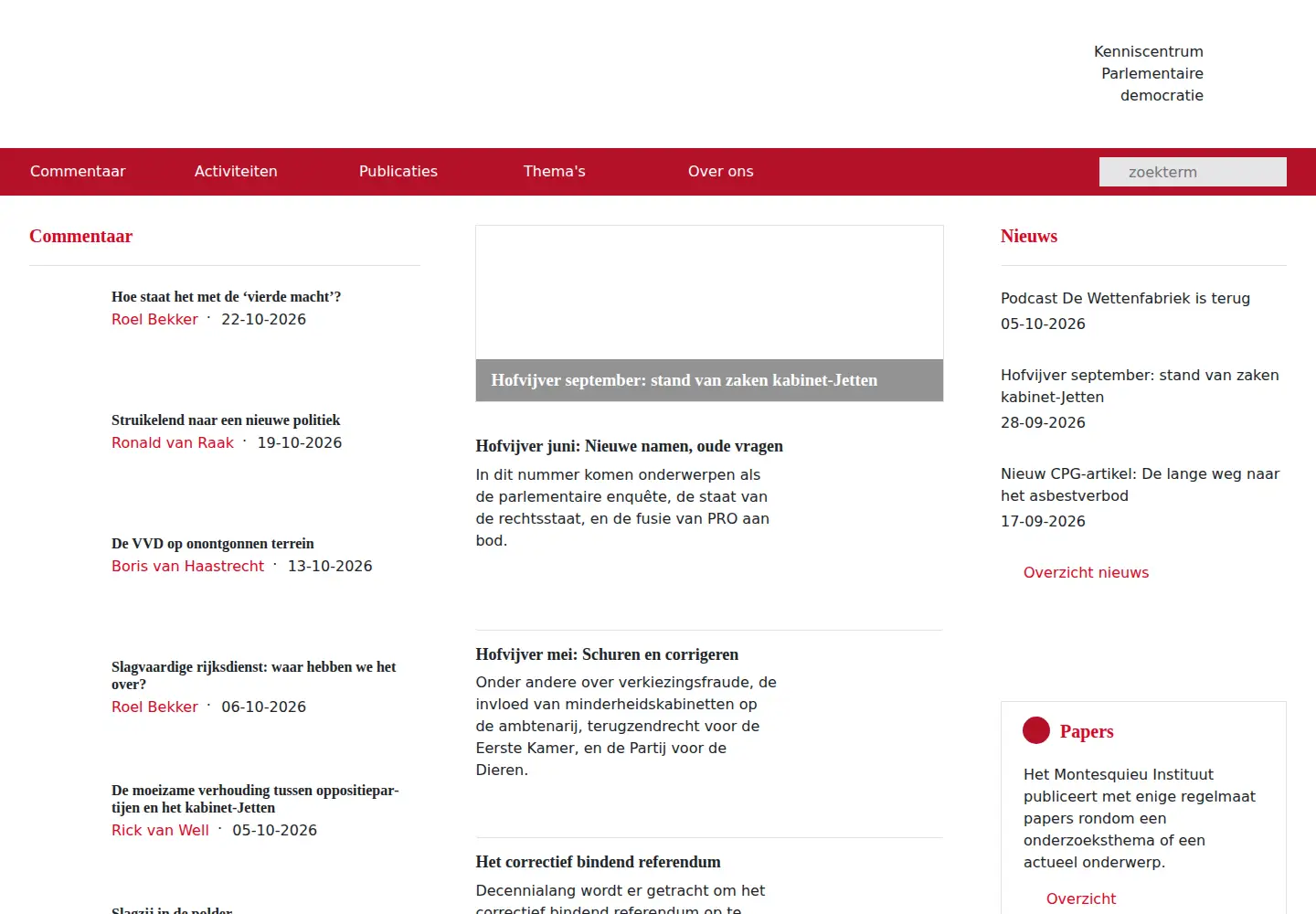 Captured homepage of montesquieu-instituut.nl in the current scan