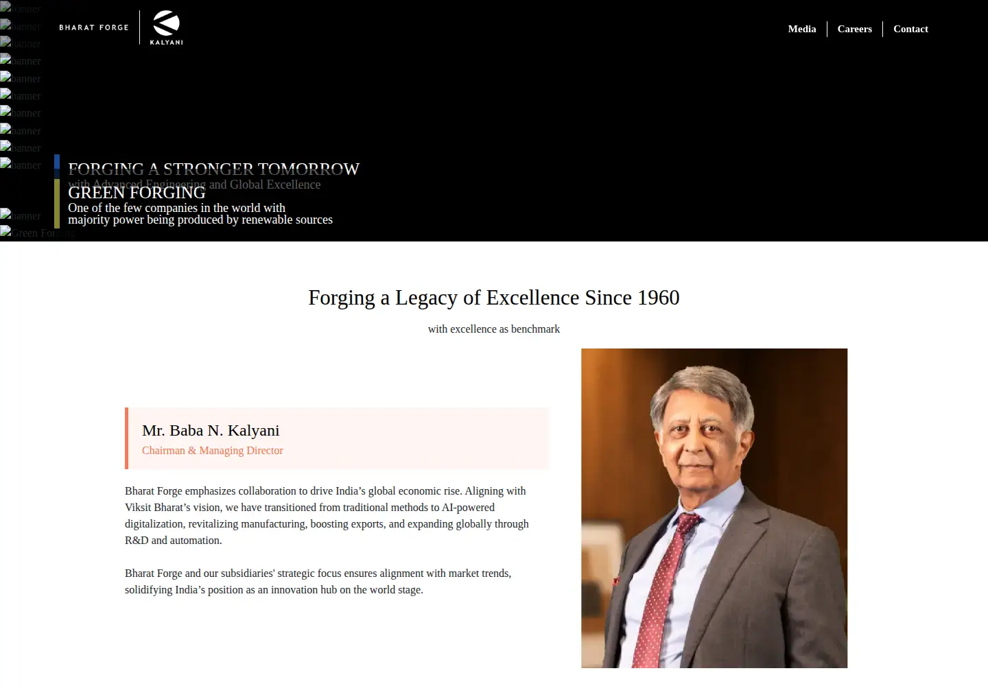 Captured homepage of bharatforge.com in the current scan