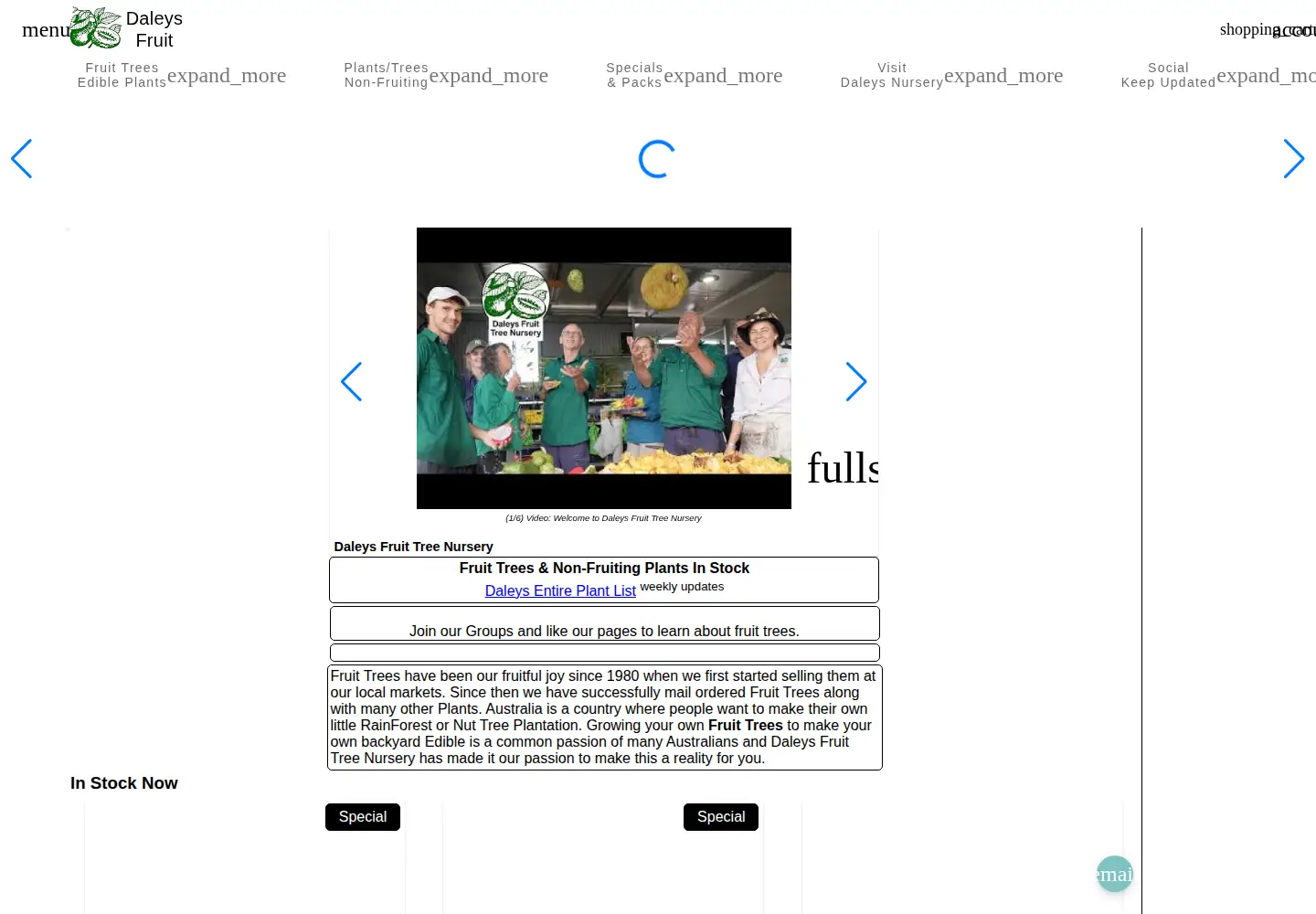 Captured homepage of daleysfruit.com.au in the current scan