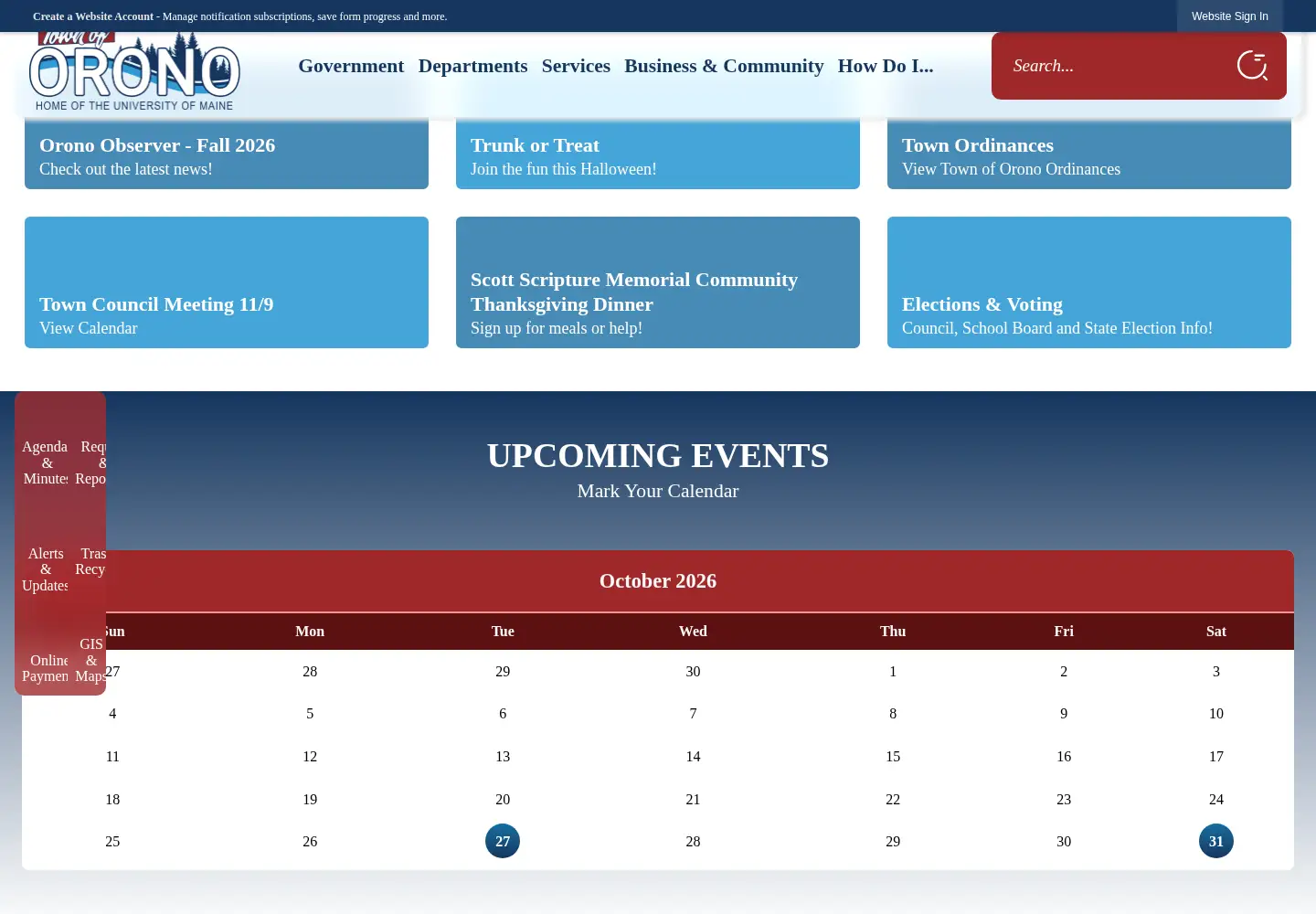 Captured homepage of orono.org in the current scan