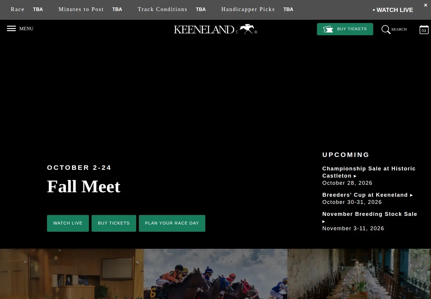 Screenshot of keeneland.com