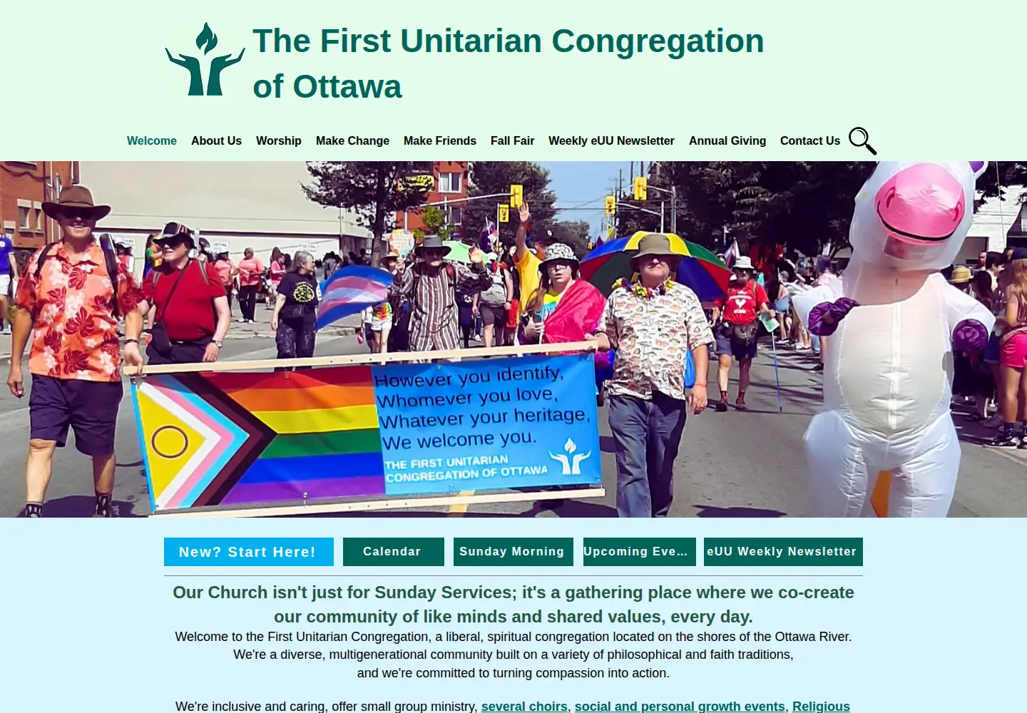 Screenshot of firstunitarianottawa.ca