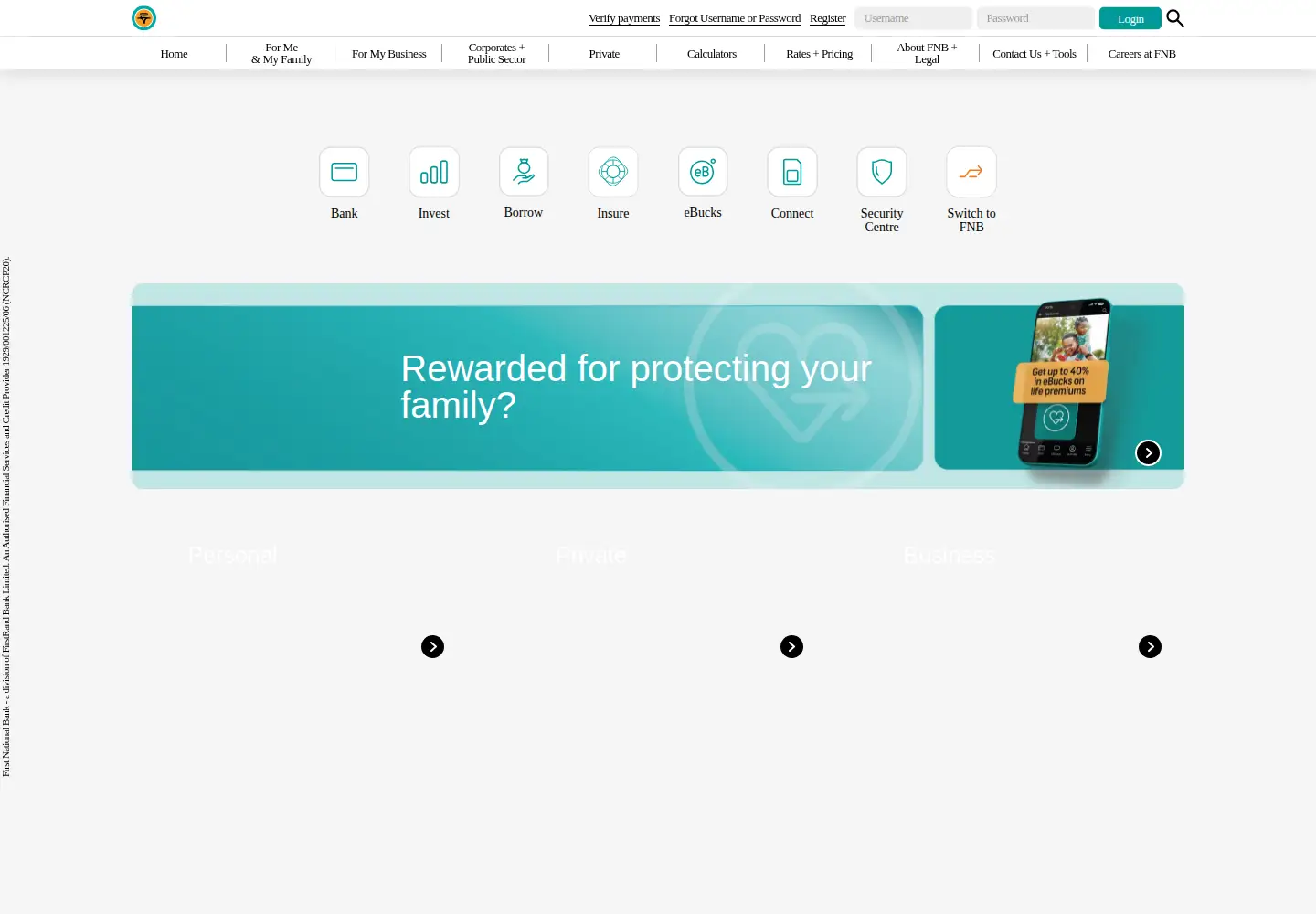 Screenshot of fnb.co.za