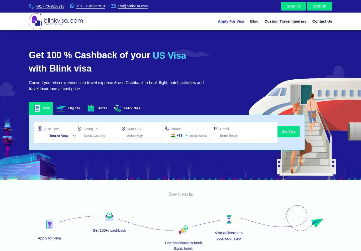 Screenshot of blinkvisa.com