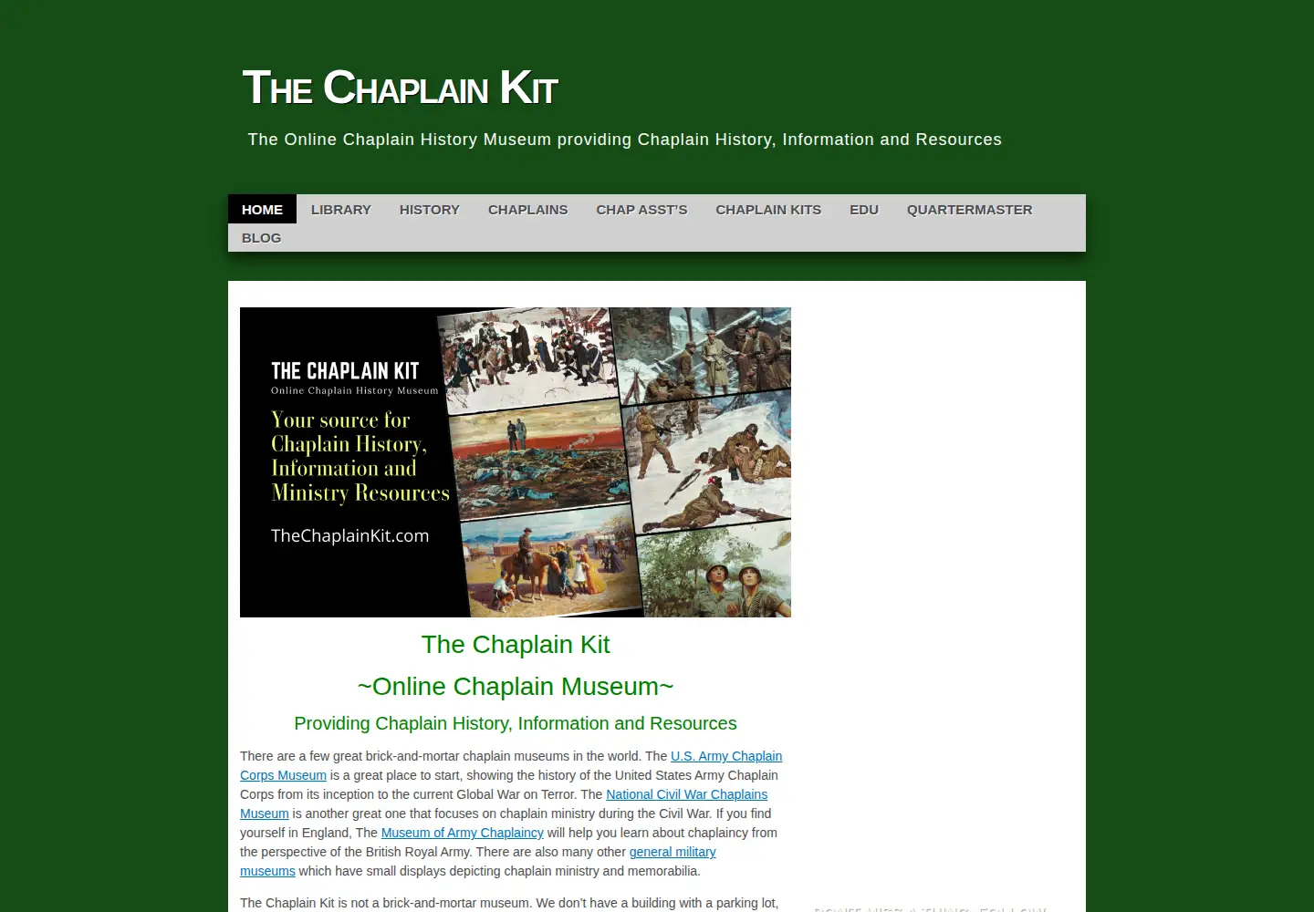 Captured homepage of thechaplainkit.com in the current scan
