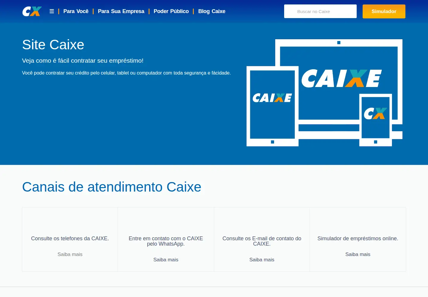 Captured homepage of caixe.srv.br in the current scan