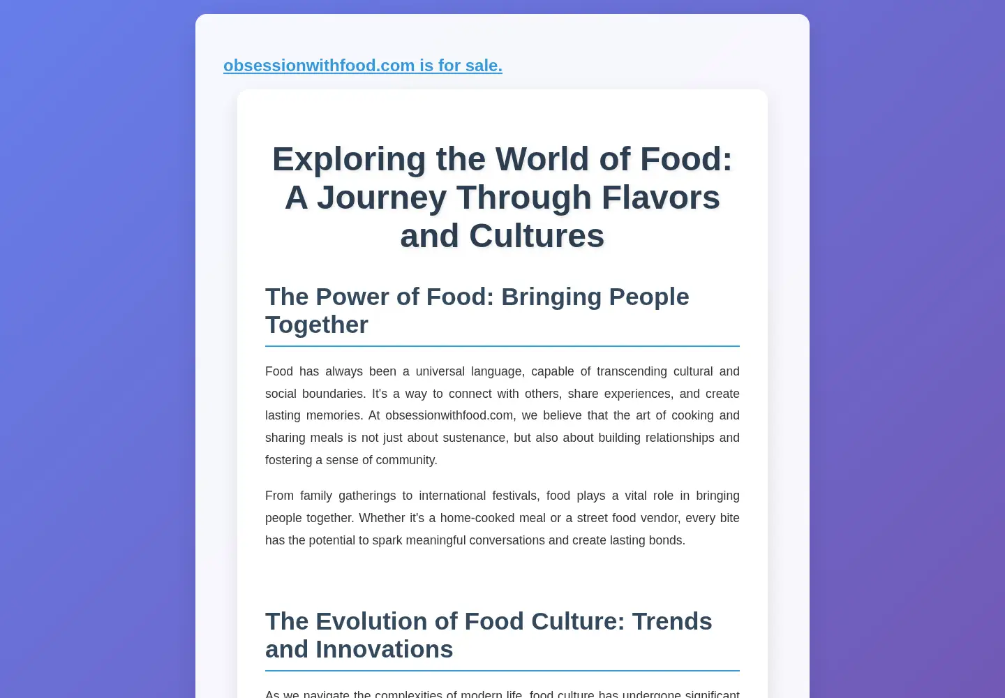 Screenshot of obsessionwithfood.com