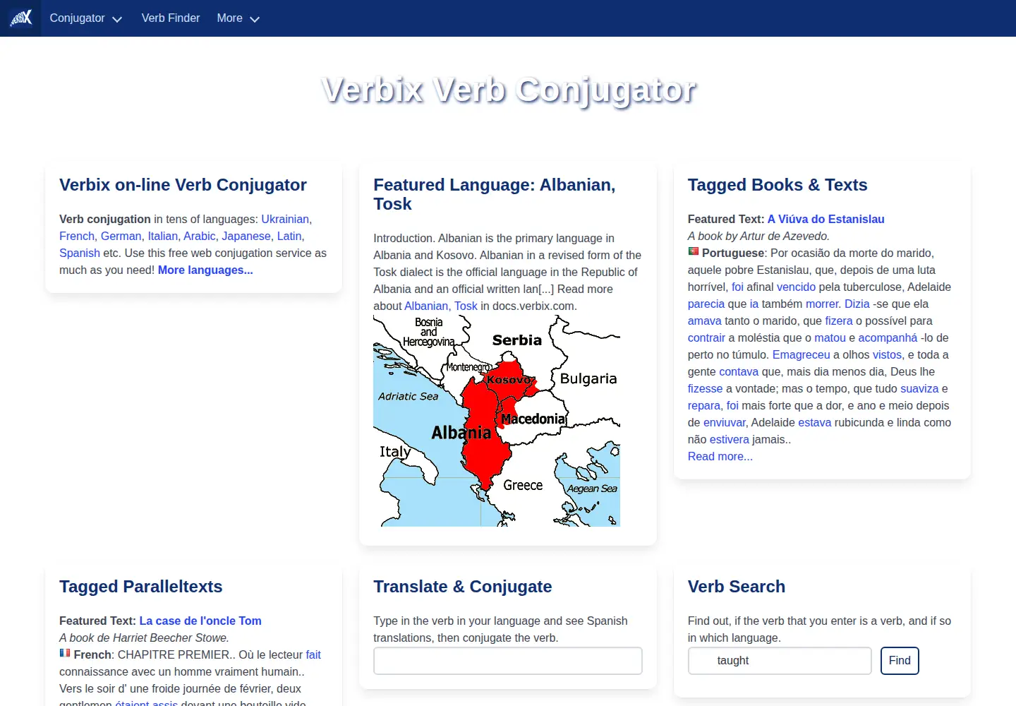 Screenshot of verbix.com
