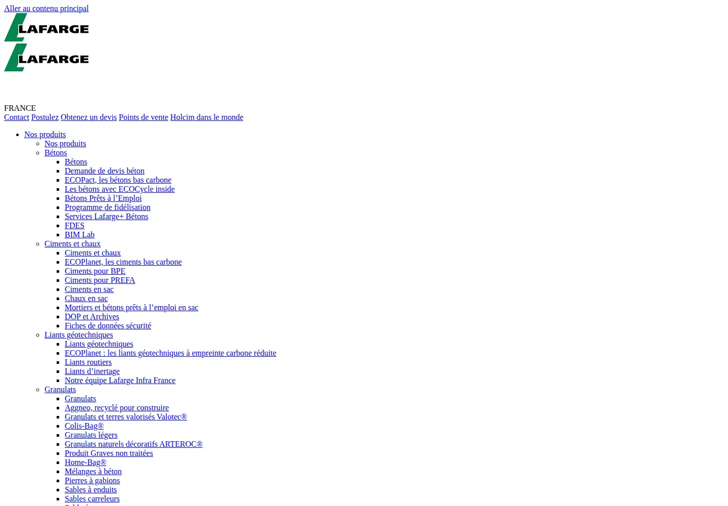 Screenshot of lafarge.fr