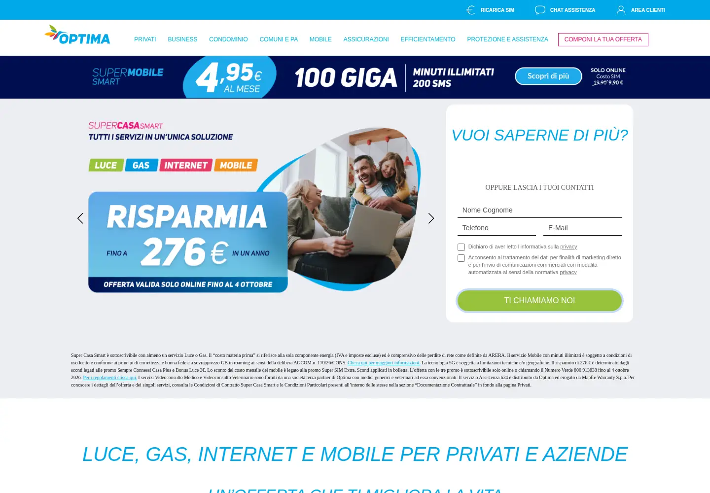 Captured homepage of optimaitalia.com in the current scan