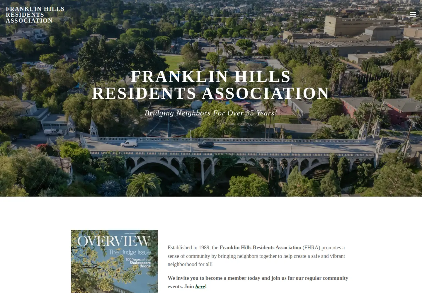 Captured homepage of franklinhills.org in the current scan